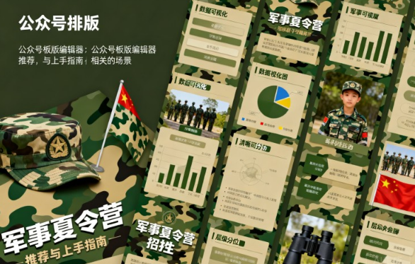 迷彩风军事夏令营招生排版！公众号排版公众号模版编辑器推荐与上手指南
