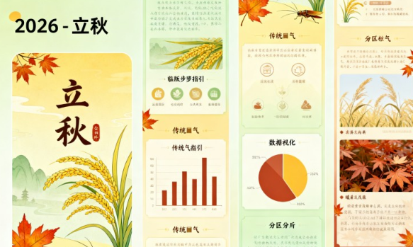 2026 年最新立秋国风公众号素材模板合集，排版零基础小白 2 步快速套用指南