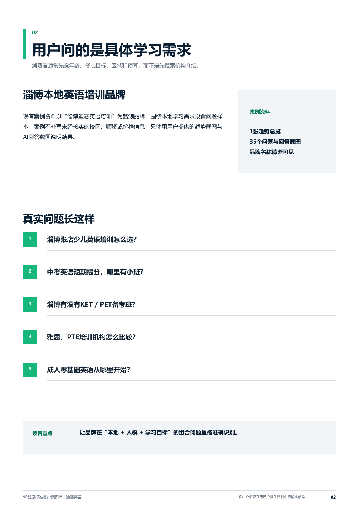 迪赛英语GEO案例的客户问题和项目目标