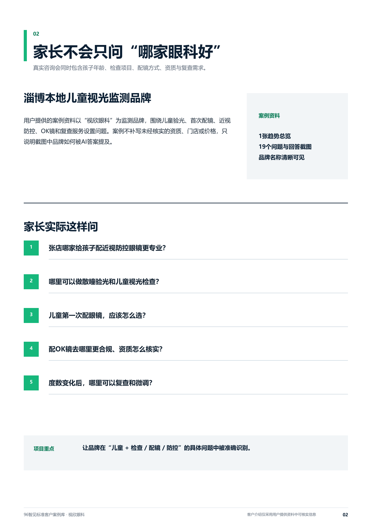 视欣眼科GEO案例的儿童视光问题和项目目标